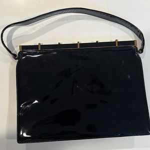 Vintage Jerry Moss Holiday Bag, Black Leather Purse